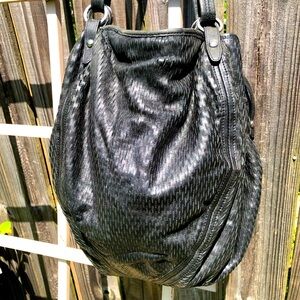 Kooba Black Leather Mesh Purse Handbag